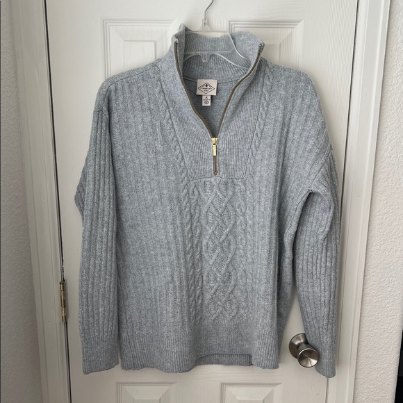 St. John's Bay Quarter Zip Cable Knit Sweater - Picture 1 of 8